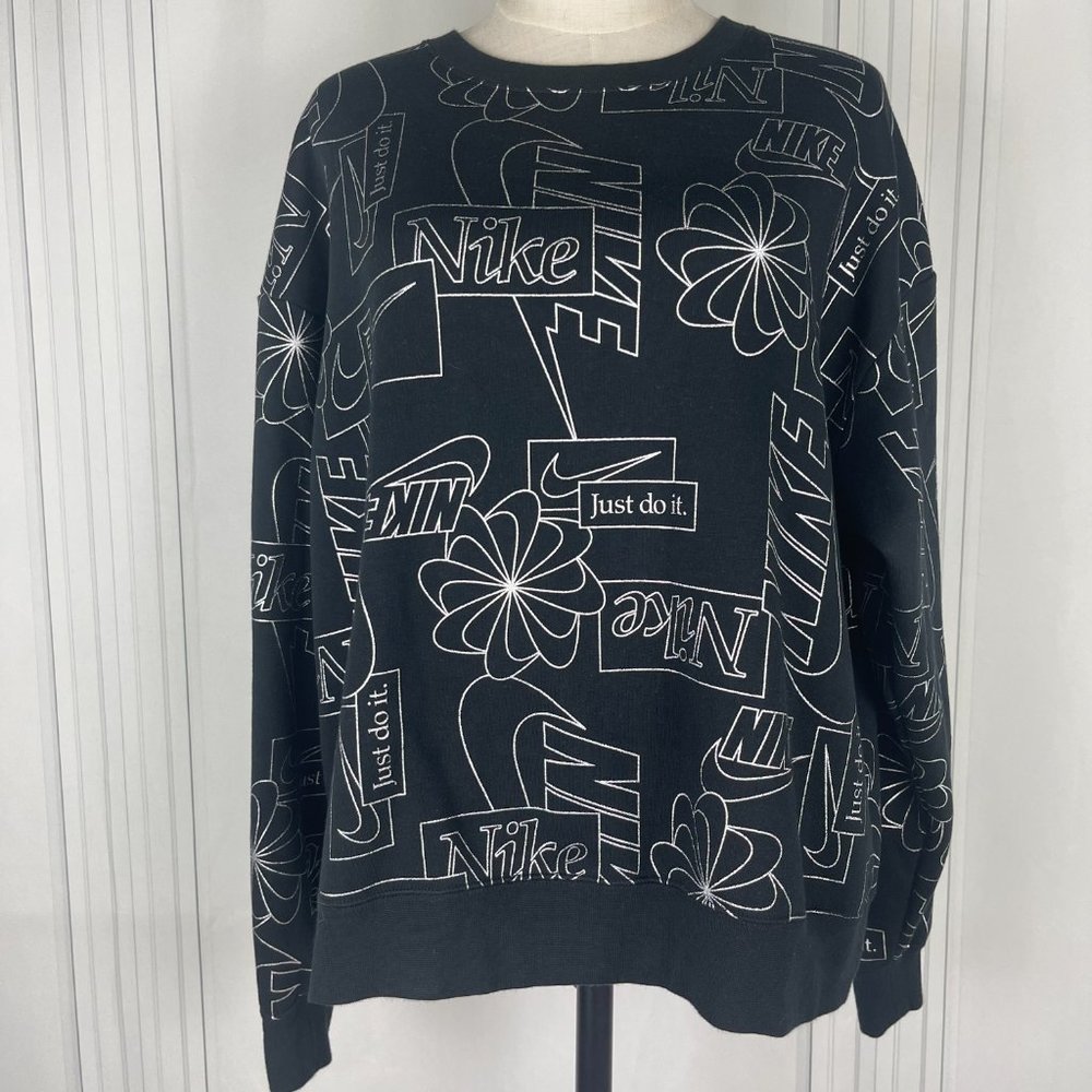 Nike Black Graphic Logo Crewneck Sweatshirt - Women's
